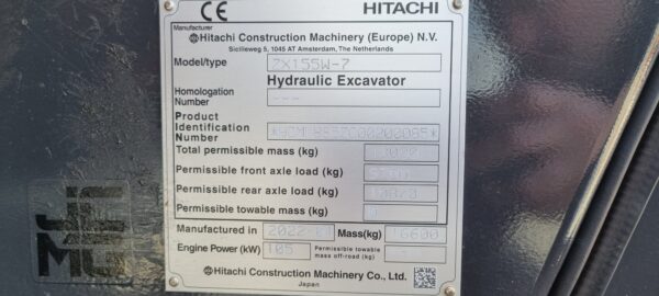 Hitachi ZX155W-7 mobiele graafmachine