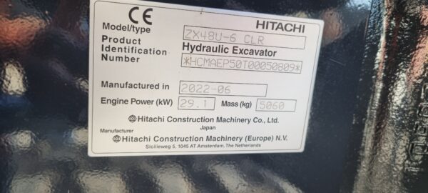 Hitachi ZX48U-6 minigraver 2022 Ref 50809