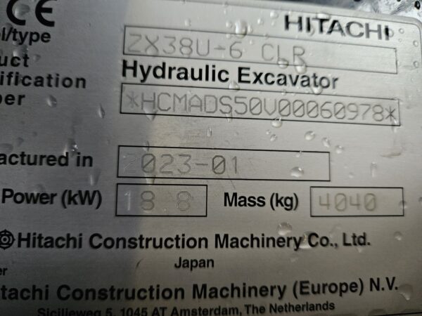 Hitachi ZX38U-6 minigraver 2023 ref 60978