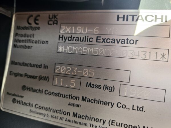 Hitachi ZX19U-6 minigraver 2023 ref 34311