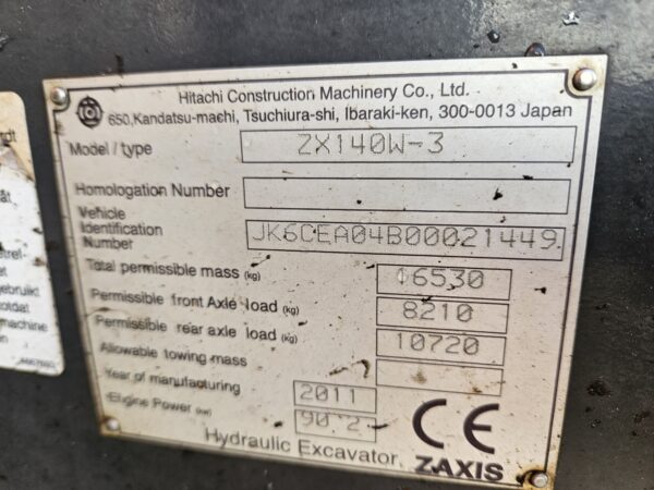 Hitachi ZX140W-3 2011 VERKOCHT/SOLD