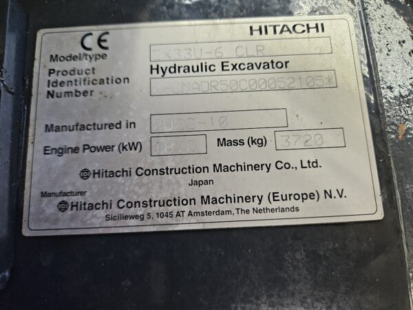 Hitachi ZX33U-6 2022 minigraver ref 52105