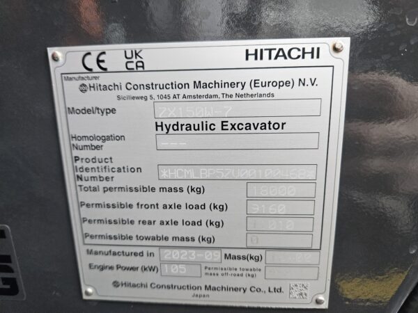 Hitachi ZX150W-7 2p 2023 ref 00468 GERESERVEERD/RESERVED