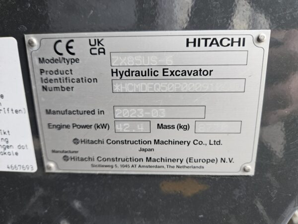 Hitachi ZX85US-6 2023 ref. 91060 GERESERVEERD/RESERVED