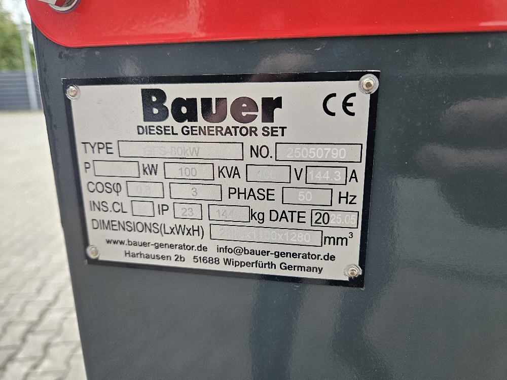 Unused Bauer GFS80KW 110Kva generator unused ref 0790 Unused Bauer GFS80KW 110Kva generator unused ref 0790