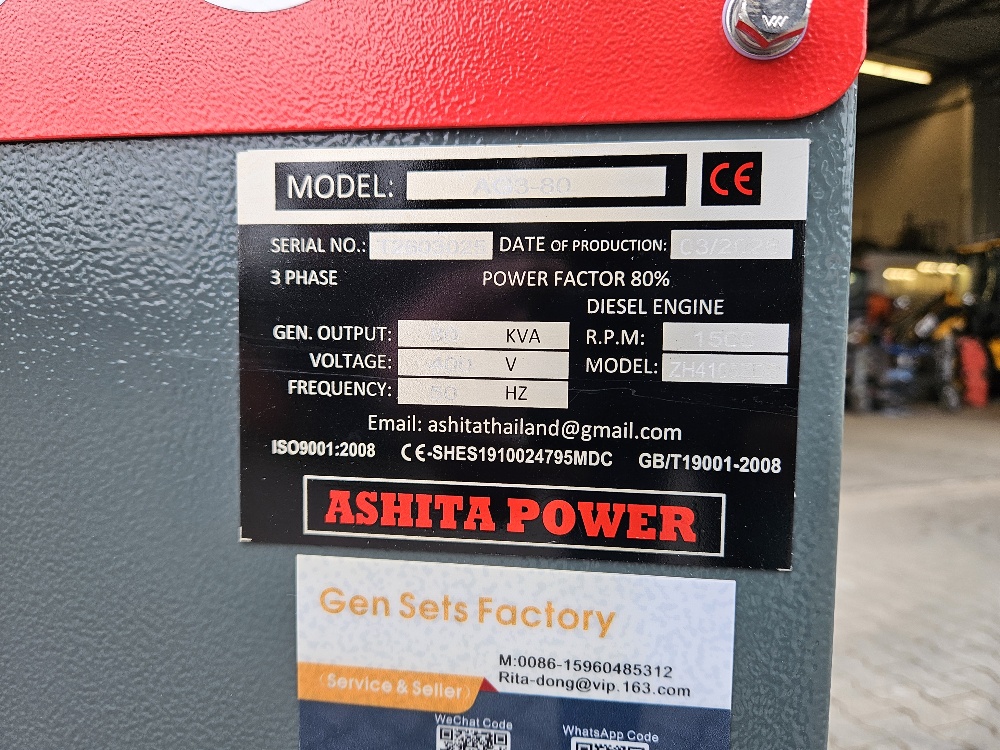 Unused Ashita Power AG3-80 Generator, Ref. 3025 Unused Ashita Power AG3-80 Generator, Ref. 3025